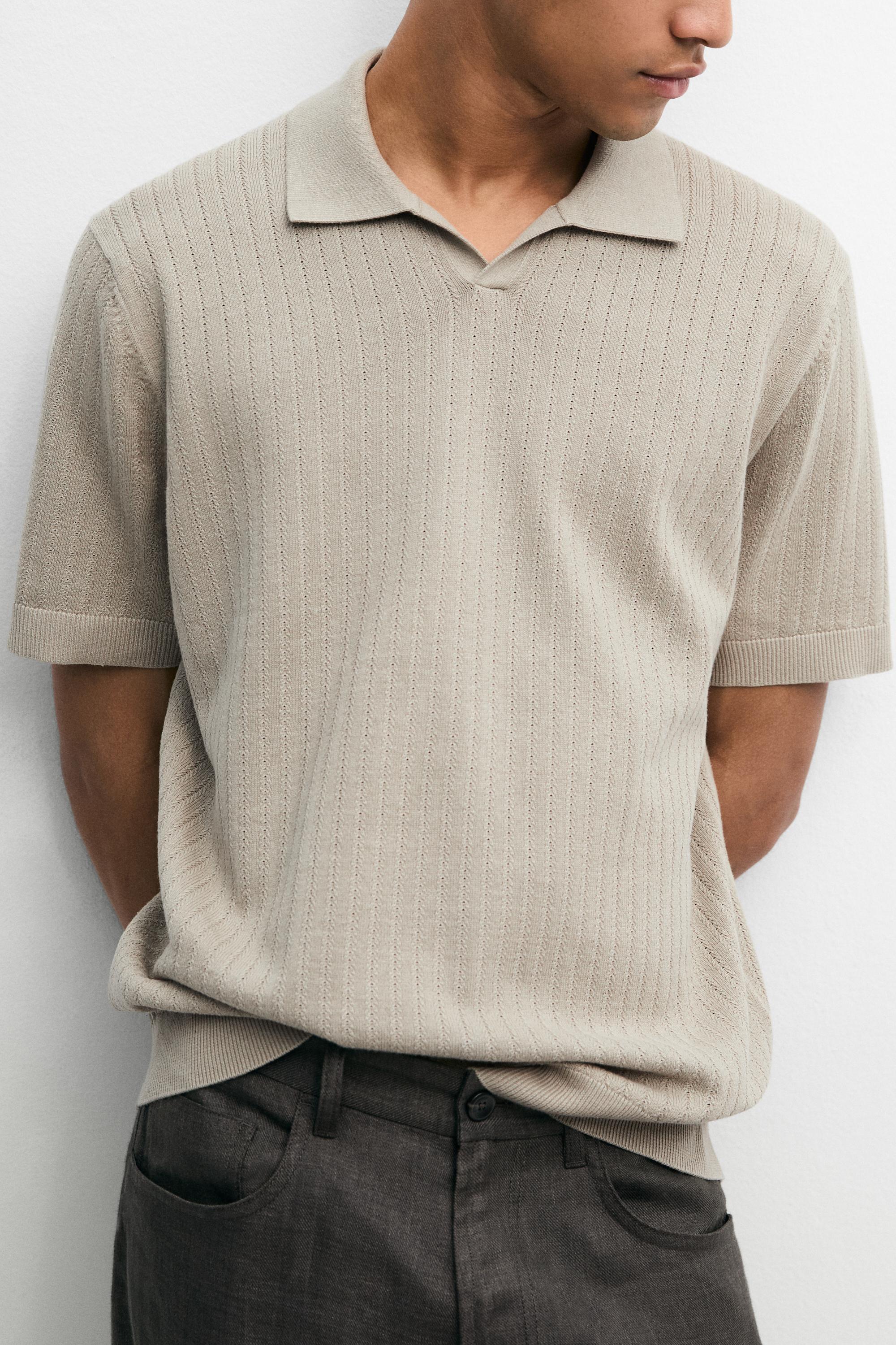 Pull polo en maille ajourée